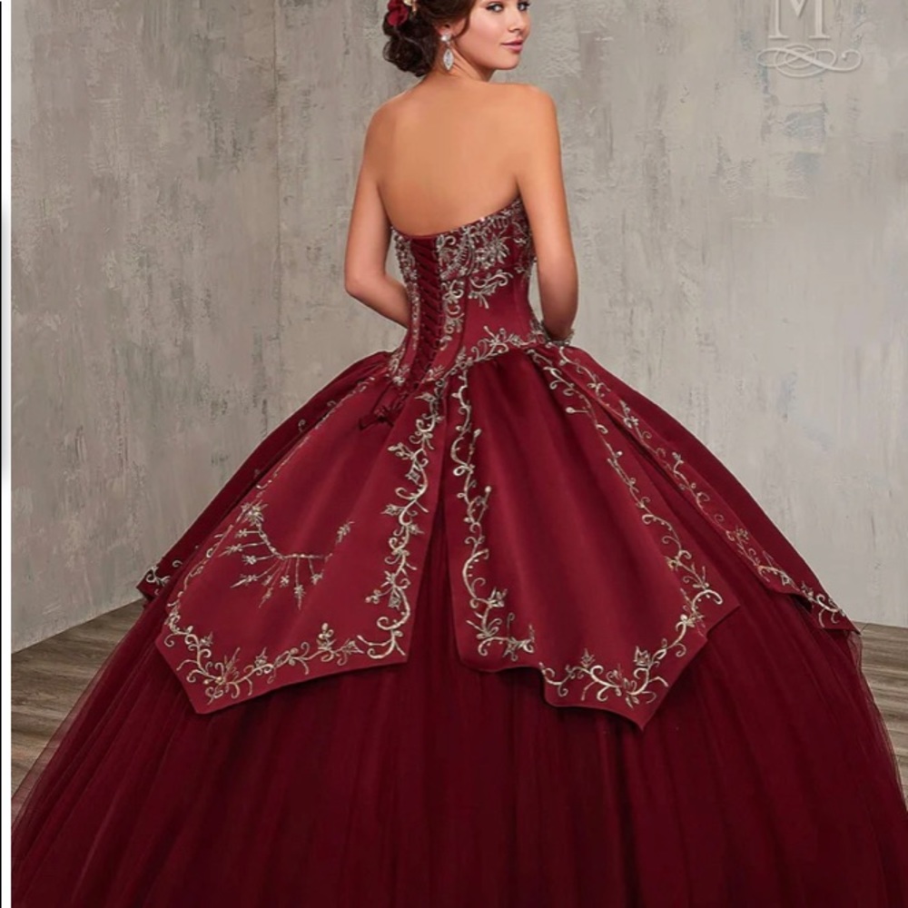 Quince dress charro burgundy